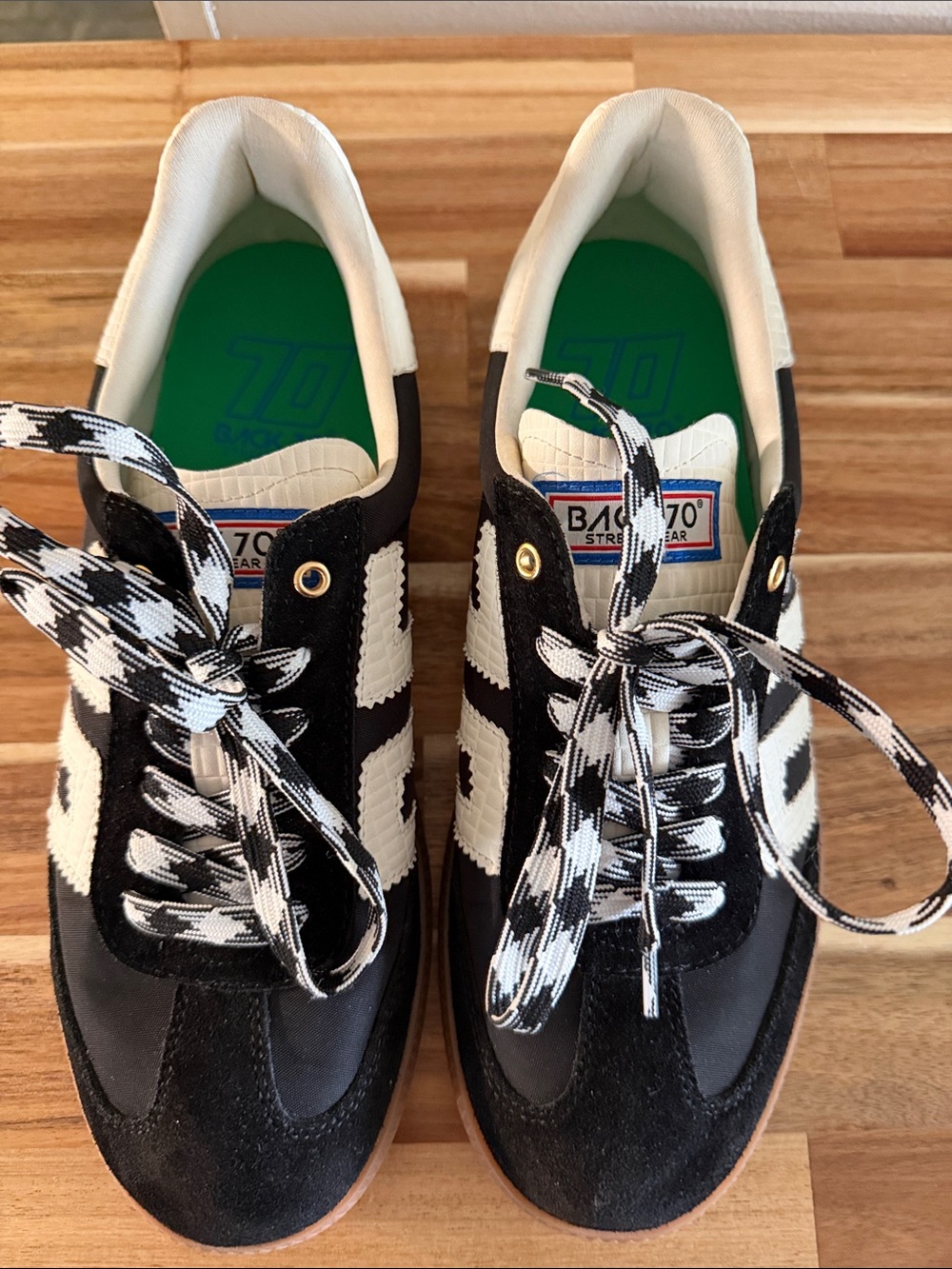 Black and White Women's Lace-Up Retro Sneakers